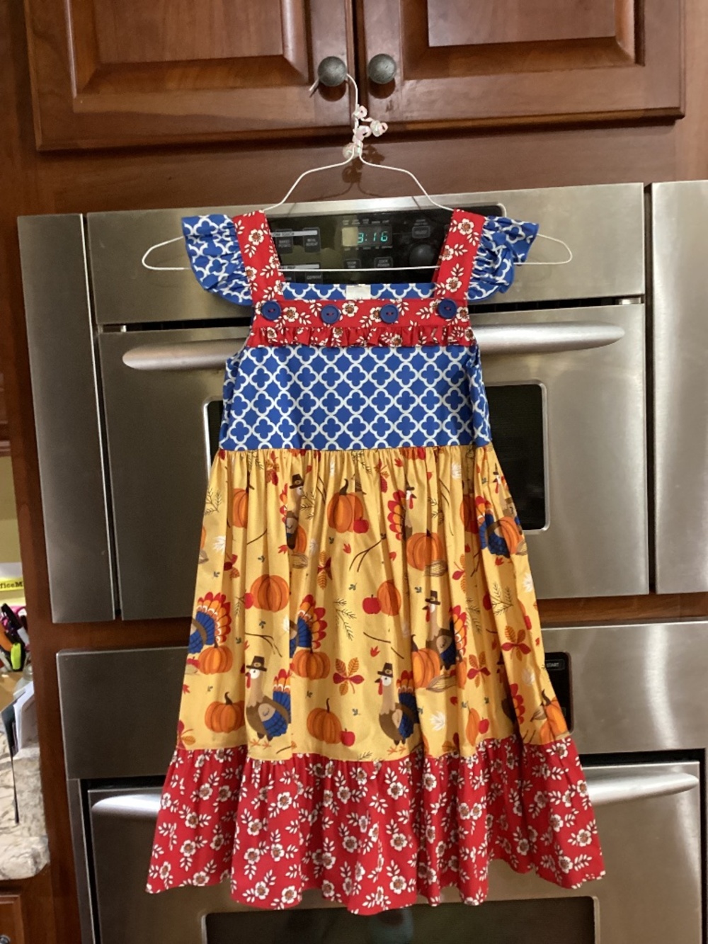 Eleanor Rose Twirl dress Fall Thanksgiving Turkey Pumpkins